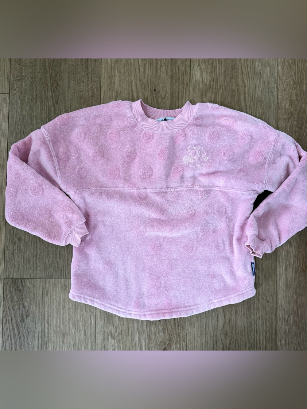Disney Parks Pink Sherpa Polka Dot Minnie Mouse Fleece Spirit Jersey Youth L